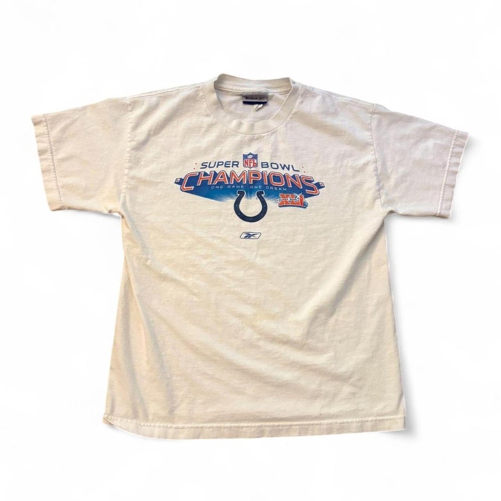 Reebok Indianapolis Colts Super Bowl XLI Champions Graphic T-Shirt White Mens XL